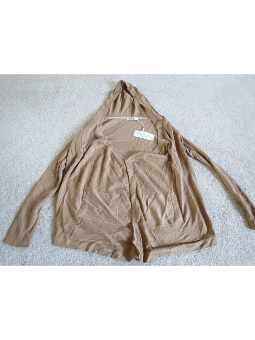 NWT Caroline Grace Cotton Cashmere Open Sweater Cardigan Brown Size Large Hoodie